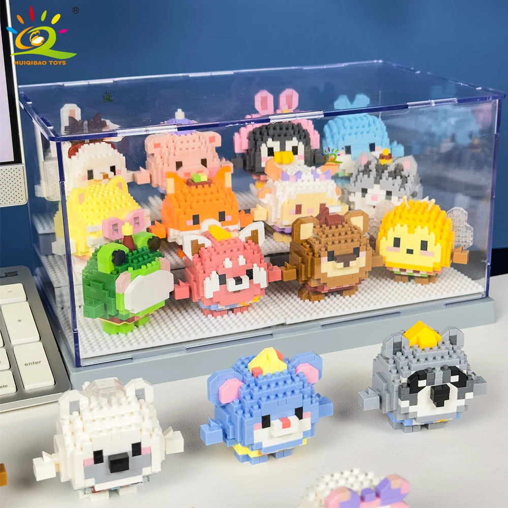 HUIQIBAO MOC Animal Micro bloc de Construction Mini mignon modèle de diamant 3D brique bricolage ville Construction jouet pour enfants décoration de bureau