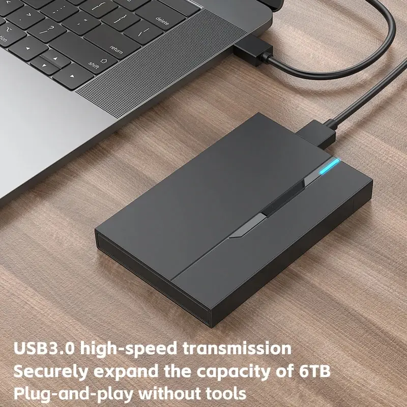 Custodia USB3.1 SSD/HDD Custodia per disco rigido esterno da 2,5" Custodia per disco rigido USB 3.0 Supporta 7mm 9,5mm SATA SSD HDD 6TB per PC portatile