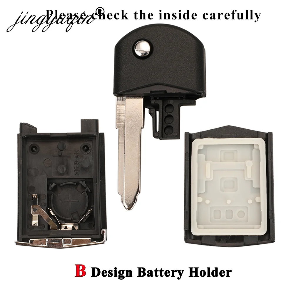 Jingyuqin 2/3 Nút Remote Key Fob Vỏ Ốp Lưng Gấp Flip Dành Cho Xe Mazda 2 3 5 6 CX-7 / CX-9 / MX-5 Với Uncut Lưỡi Dao Thay Thế