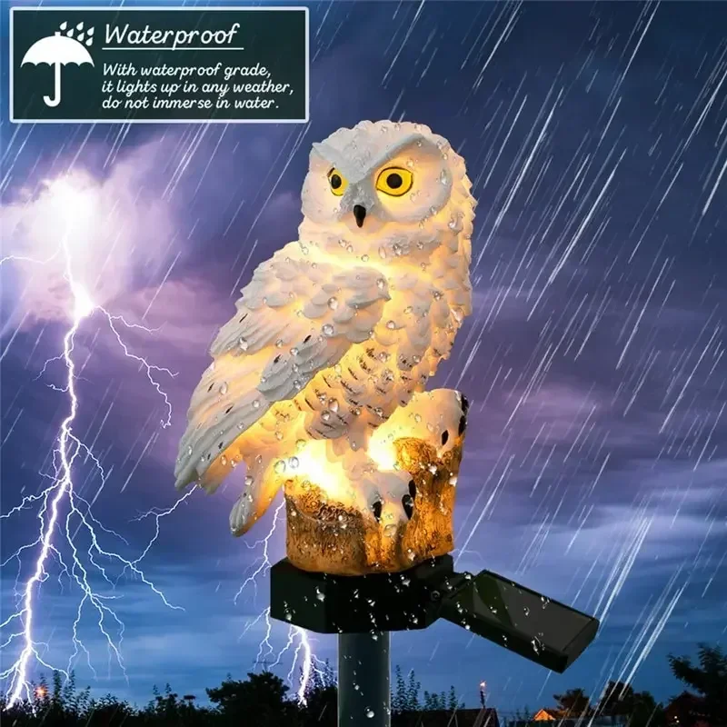 Lampe solaire d'extérieur LED en forme de hibou, luminaire décoratif d'extérieur, idéal pour une pelouse, une décoration de jardin ou une noël, étanche