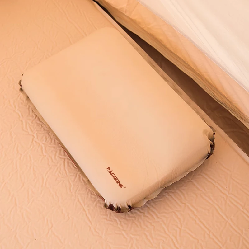 PACOONE-almohada autoinflable para acampar, almohada de esponja ultraligera 3D, almohada inflable automática para viajes al aire libre
