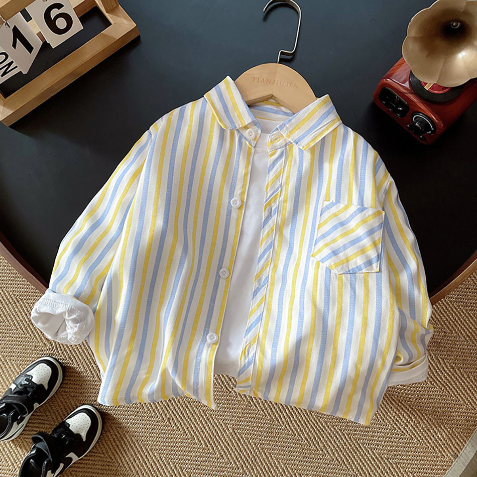 Camisa a cuadros elegante y cómoda para niños, manga larga, diseño clásico, ropa de uso diario, primavera y otoño, 2024