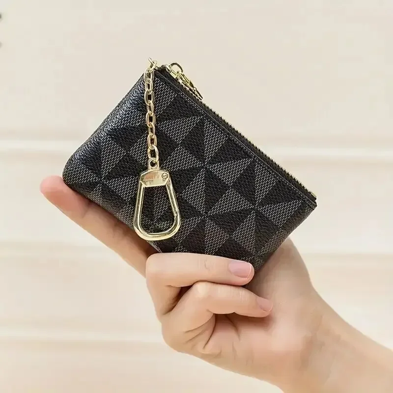 Mini Vintage Zipper Coin Purse Portable Clutch Bag Versatile Keychain Bag With Keyring Mini Short Zipper Bag