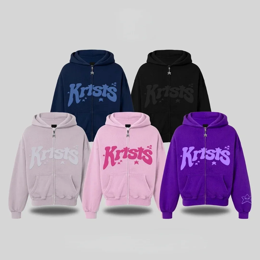 2000 nueva Sudadera con capucha de otoño e invierno para mujer, Sudadera con capucha informal con bolsillo y cremallera rosa para mujer, sudadera con estampado de letras y bordado