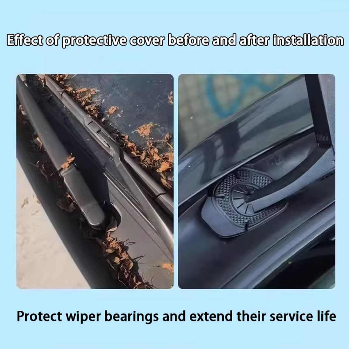 Capa protetora universal para limpador de para-brisa de carro, para evitar quedas de folhas, buraco inferior, capa à prova de poeira