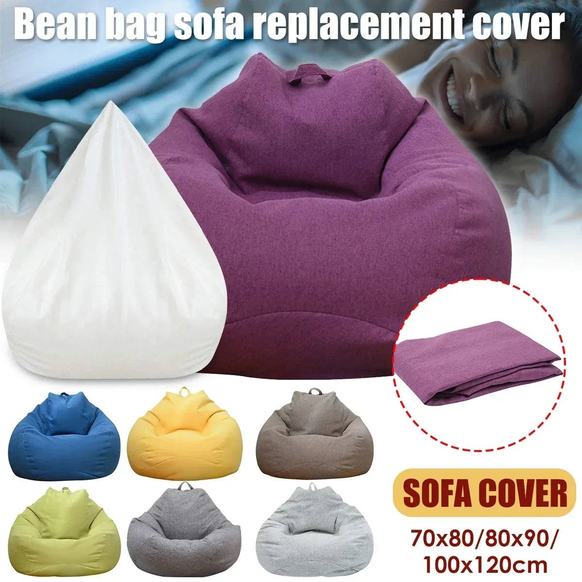 OTAUTAU ขนาดใหญ่ Bean Bag เก้าอี้โซฟาไม่มีฟิลเลอร์ขี้เกียจมุมที่นั่ง Beanbag โซฟามีเปลี่ยนโซฟาด้านในสําหรับขาย
