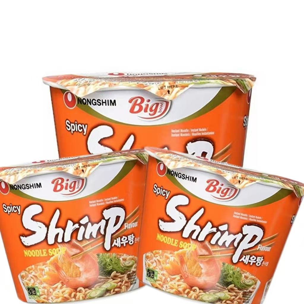 NONGSHIM, Spicy Shrimp Flavor Big Bowl Noodles, Pack of 3, 115g per bowl