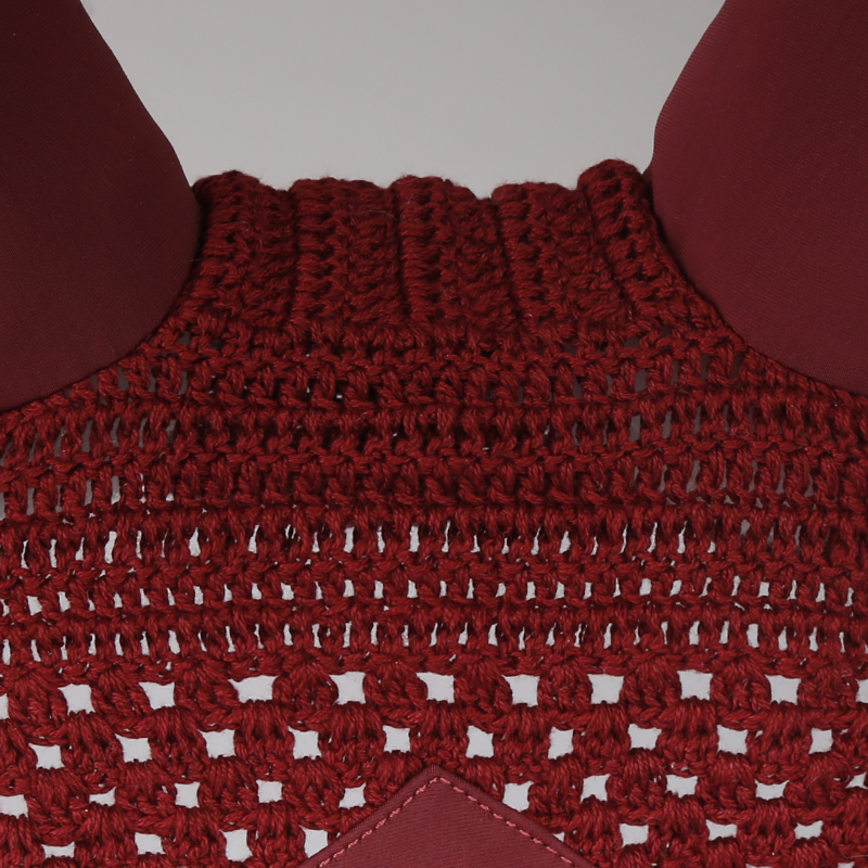 Cavassion 乗馬馬耳カバー飛行保護風赤馬耳マスク刺繍黒編み馬耳カバー