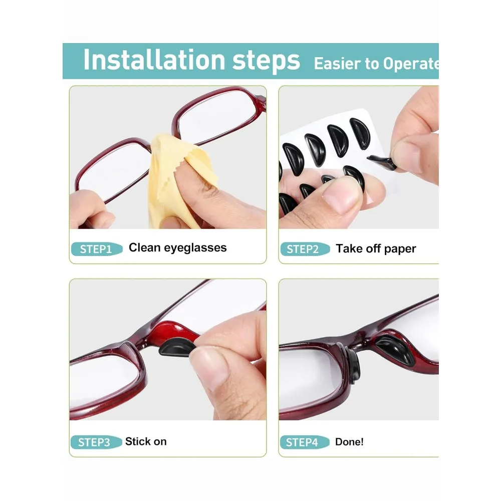 5 paar brillen antislip neuspads zachte siliconen zelfklevende bril neuspads voor plastic frame bril zonnebril (zwart/wit)