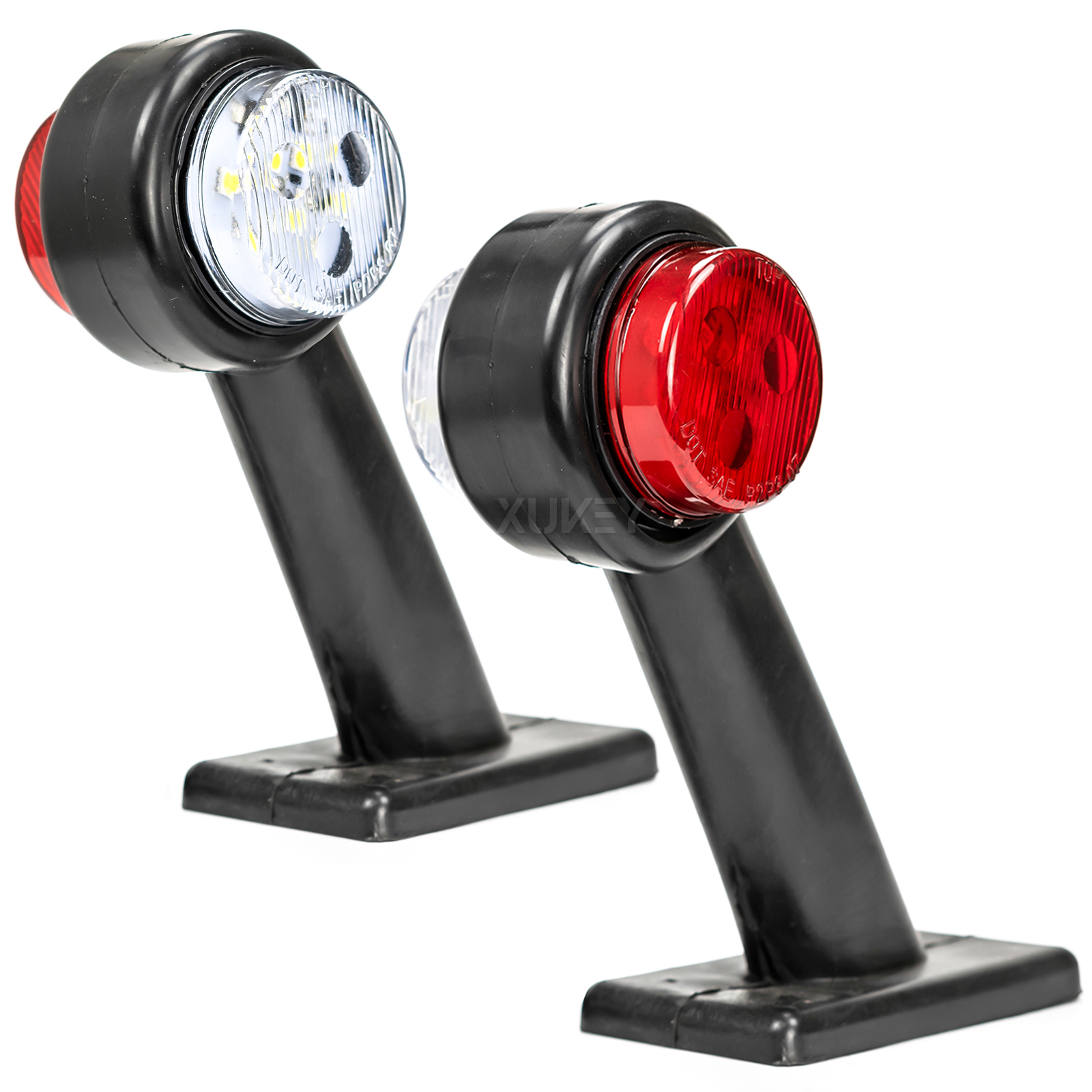 2X トラックトレーラー LED エルボーゴムサイドマーカーライト白赤アウトラインクリアランスインジケータランプロリーバンキャラバン用マルチボルト