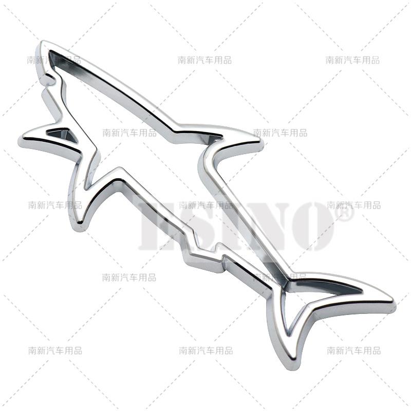 Xe 3D Piranha Cá Mập Carcharodon Carcharias Kim Loại Chrome Kẽm Hợp Kim Quốc Huy Xe Huy Hiệu Cơ Thể Thân Cây Fender Keo Dán