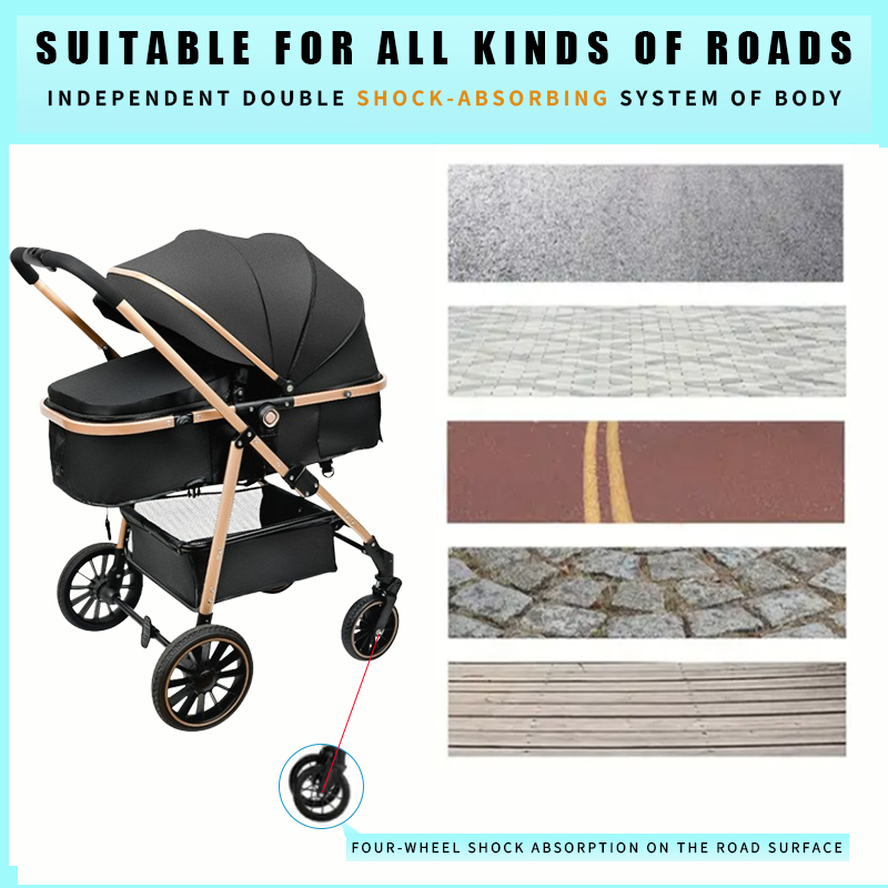 3 1 luxury stroller for baby, new, Portable, Travelling, foldable, aluminum frame, newborn