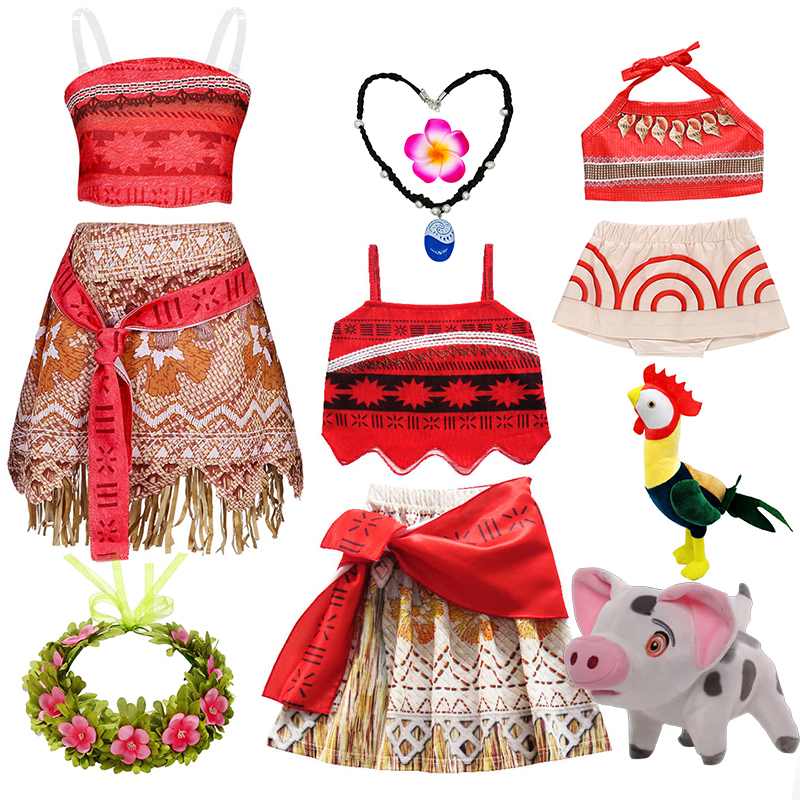 Ocean Adventure Moana Cosplay For Girls Costume Carnival Party Dress Up Girl Polynesian Vaiana Princess Moana Christmas Clothes