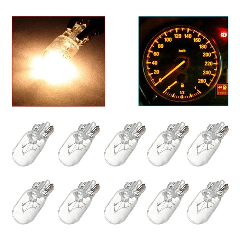 Auto t10 12v 5w 168 194 w5w Halogenlampe Instrument Cluster Gauge Dash Lampe Lese lampen, 10er Pack warmweiß