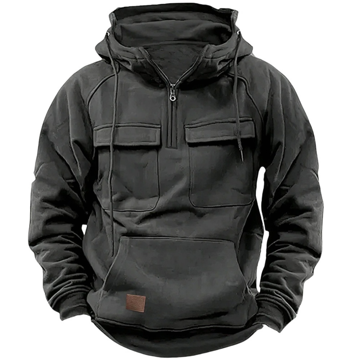 Moletom esportivo casual masculino com capuz, novo estilo ao ar livre, grosso, elegante, solto, manga comprida, pulôver com vários bolsos