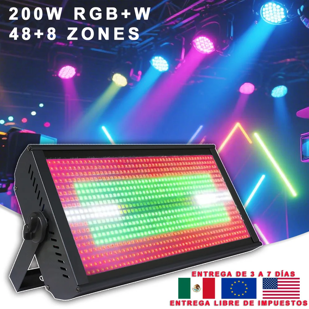 YUER стробоскопическое освещение 200 Вт RGB + W 48 + 8 зон украшение для вечеринки свадебные сценические огни для Dj Disco алюминиевый корпус DMX музыкальный контроллер