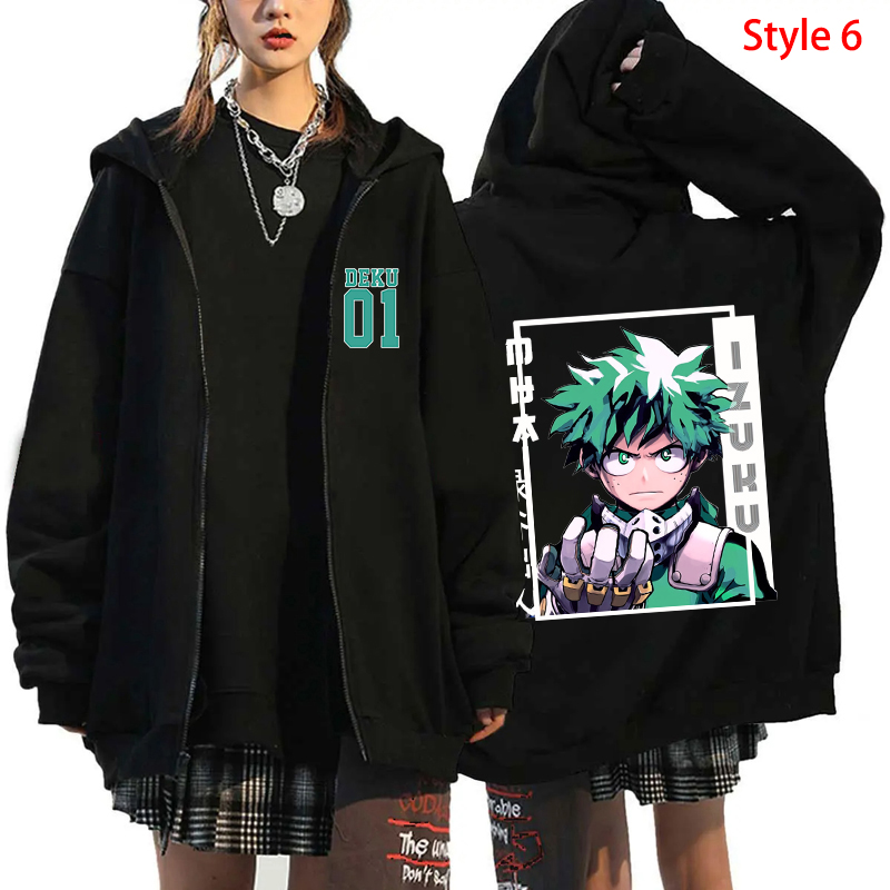 Nuevo Anime Deku Bakugou Katsuki Todoroki Shoto estampado cremallera sudadera moda mujeres hombres Otoño e Invierno abrigo suelto de manga larga