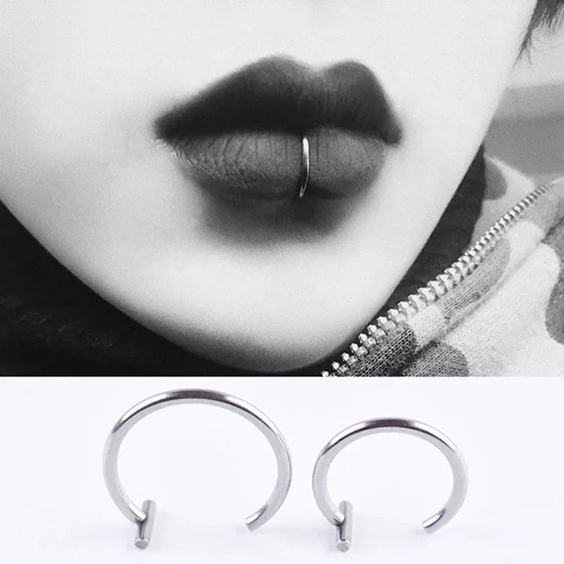 1Pc anelli per naso finto in acciaio inossidabile cerchi, anelli per setto anello per labbra con Clip a C Piercing al naso finto gioielli per il corpo Non forati per le donne