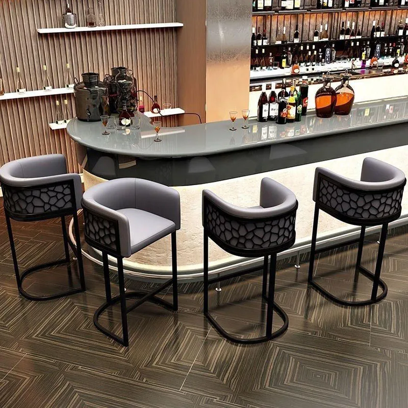 Gray Design Barstools Leather Counter Accent Leather Minimalist Barstools Gaming Computer Bancos De Bar Lounge Suite Furniture