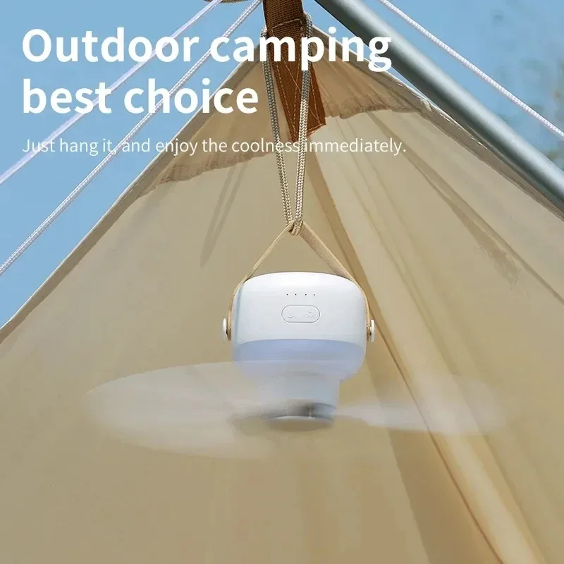 Ventilatori da soffitto portatili 2400mAh Ventilatore da campeggio esterno Ventilatore da tenda Dispositivo di raffreddamento Ventilatore elettrico ricaricabile Illuminazione a LED con telecomando