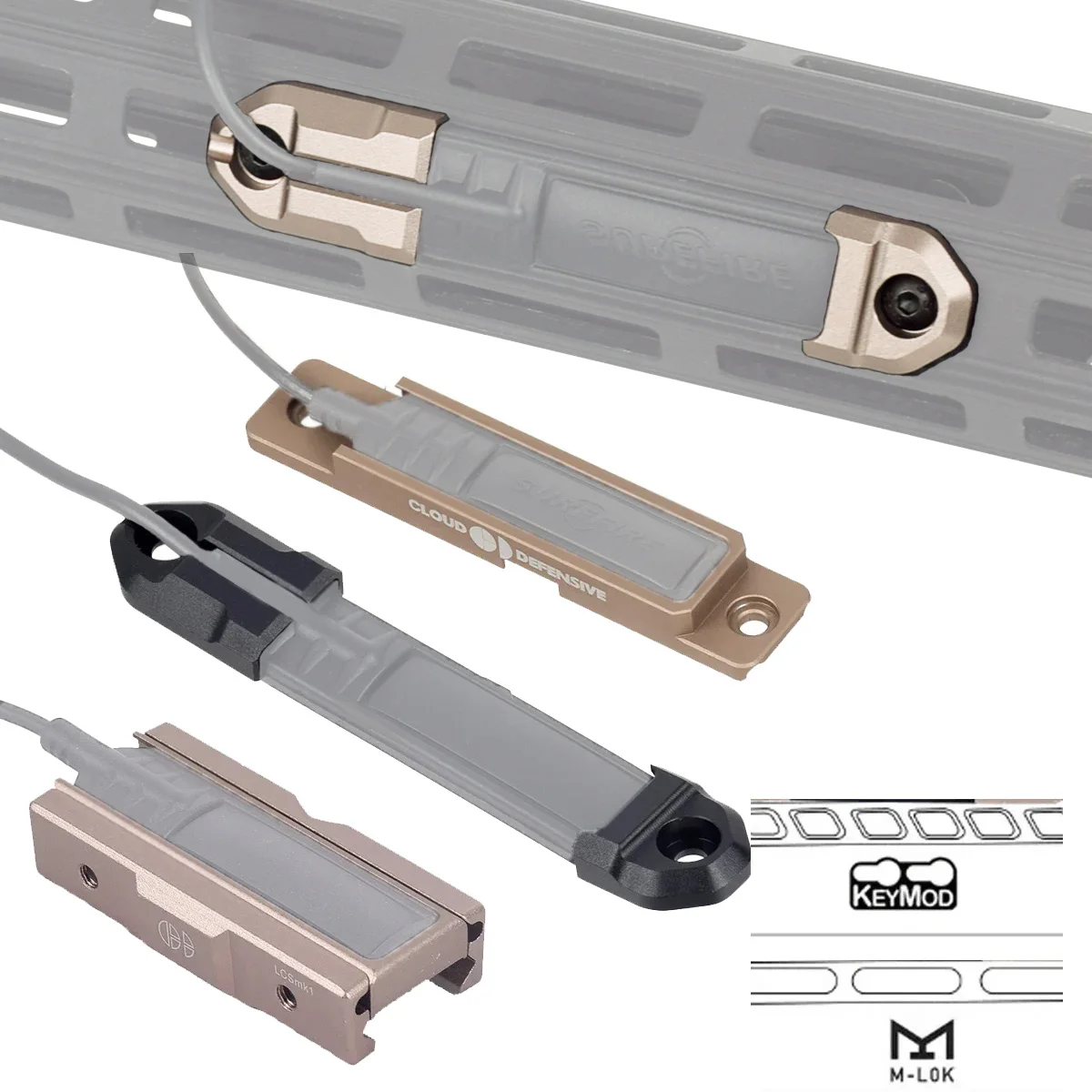 Mlok Keymod montaje en riel SF M600 M300 armas Airsoft luz de explorador linterna ST07 almohadilla de presión accesorios de interruptor riel Picatinny