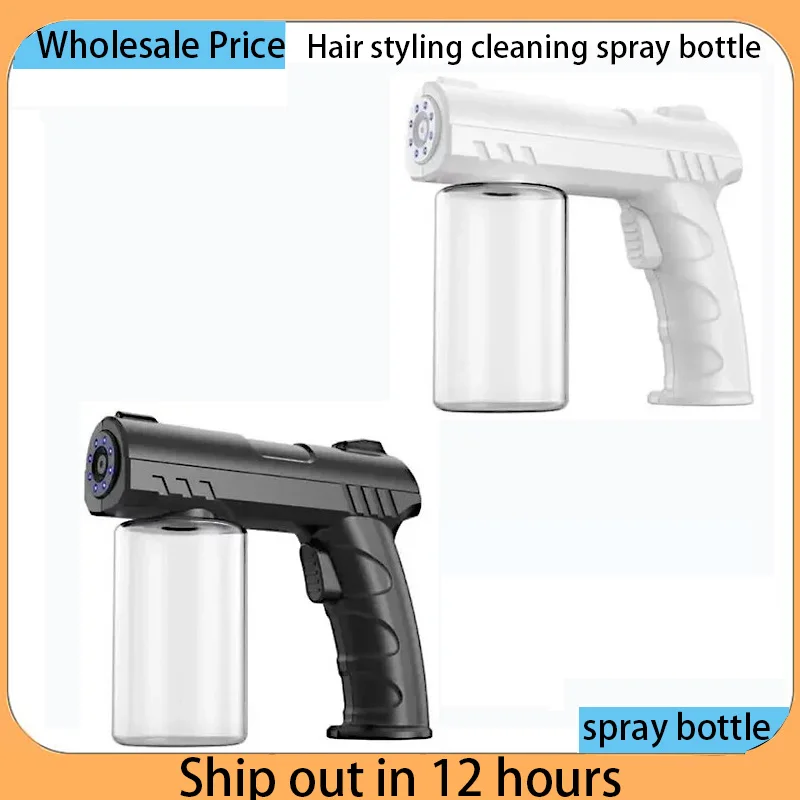 280ml barbeiro pulverizador garrafa usb nano luz azul spray de vapor jardim casa rega garrafa novo estilo pulverizador sem fio