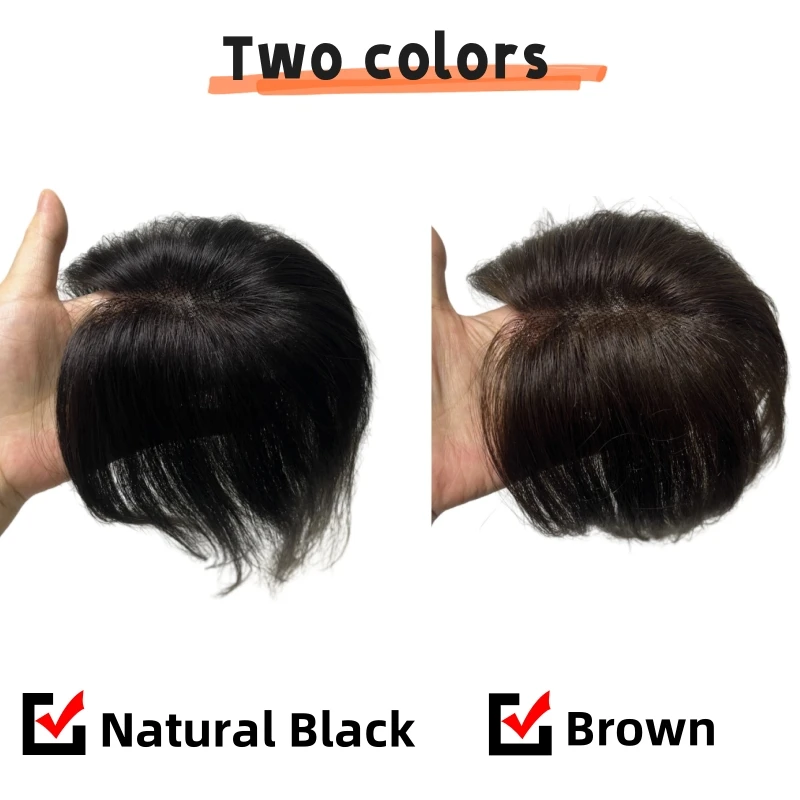 Toppers de cabelo de malha ultrafina 8x11cm, franja com clipe, peruca para mulheres, cabelo real fofo, aumenta o volume, capa de cabelo branco