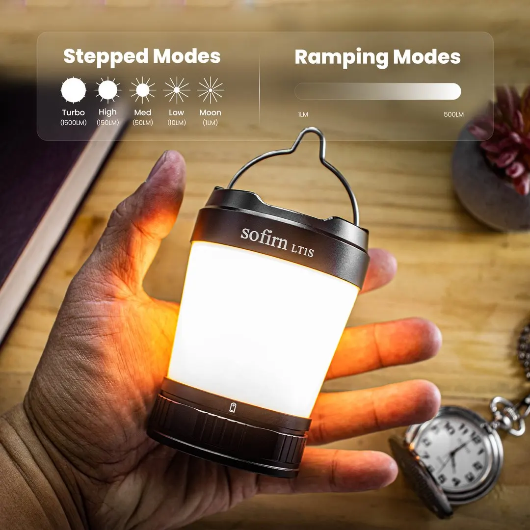 Sofirn LT1S USB C 21700 wiederaufladbare Campingleuchte, leistungsstarke Taschenlampe, tragbare Notfalllaterne 2700 K–6500 K mit umgekehrtem Aufladen