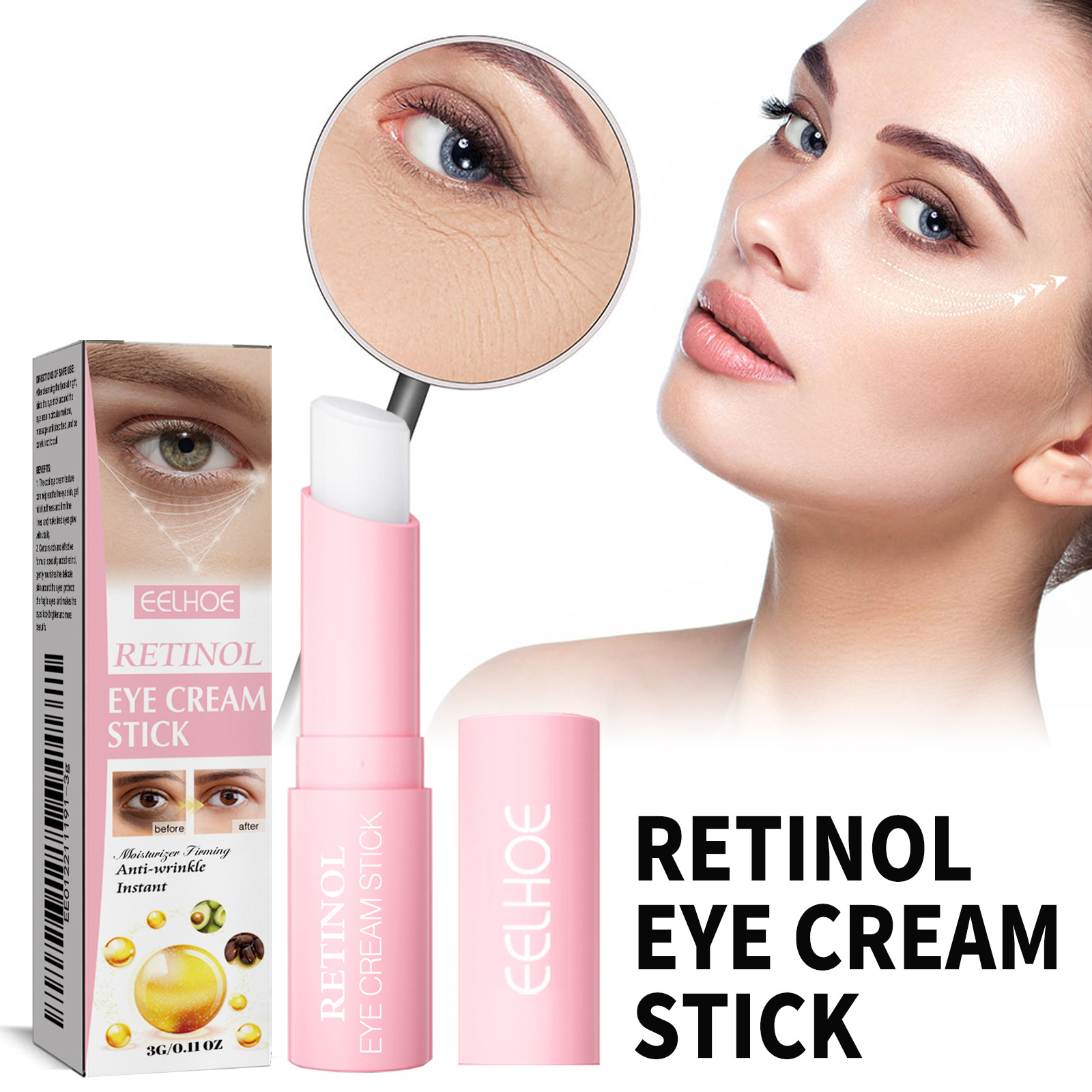 Augencreme-Stick, aufhellende Linien und Augenringe und Tränensäcke, straffende, reparierende, straffende Anti-Falten-Augencreme