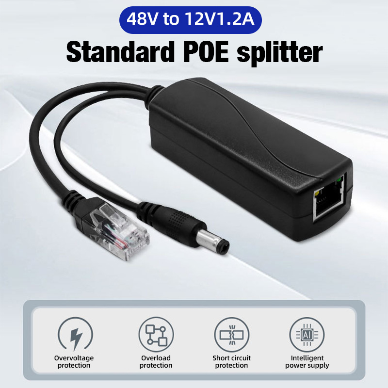 Divisor poe 48v para dc 12v 1.2a 100m módulo de fonte de alimentação de vídeo injetor de câmera poe para portas de interruptor de câmera ip cctv