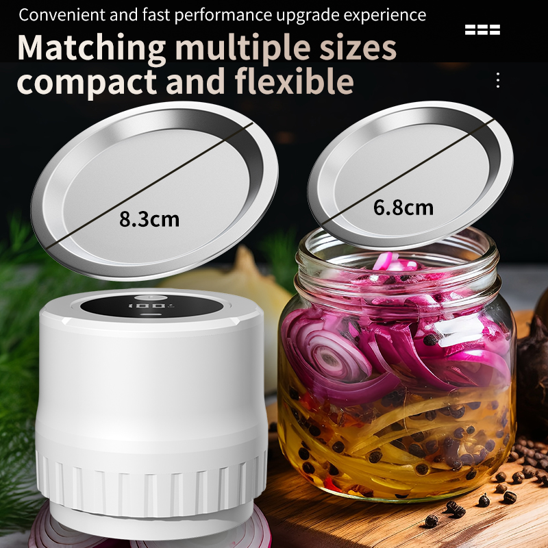 5W Lithium Battery Powered Semi-automatic Mason Can Sealer - LED Digital Vacuum Sealer Used for Kitchen Bottles and Cans Prese
