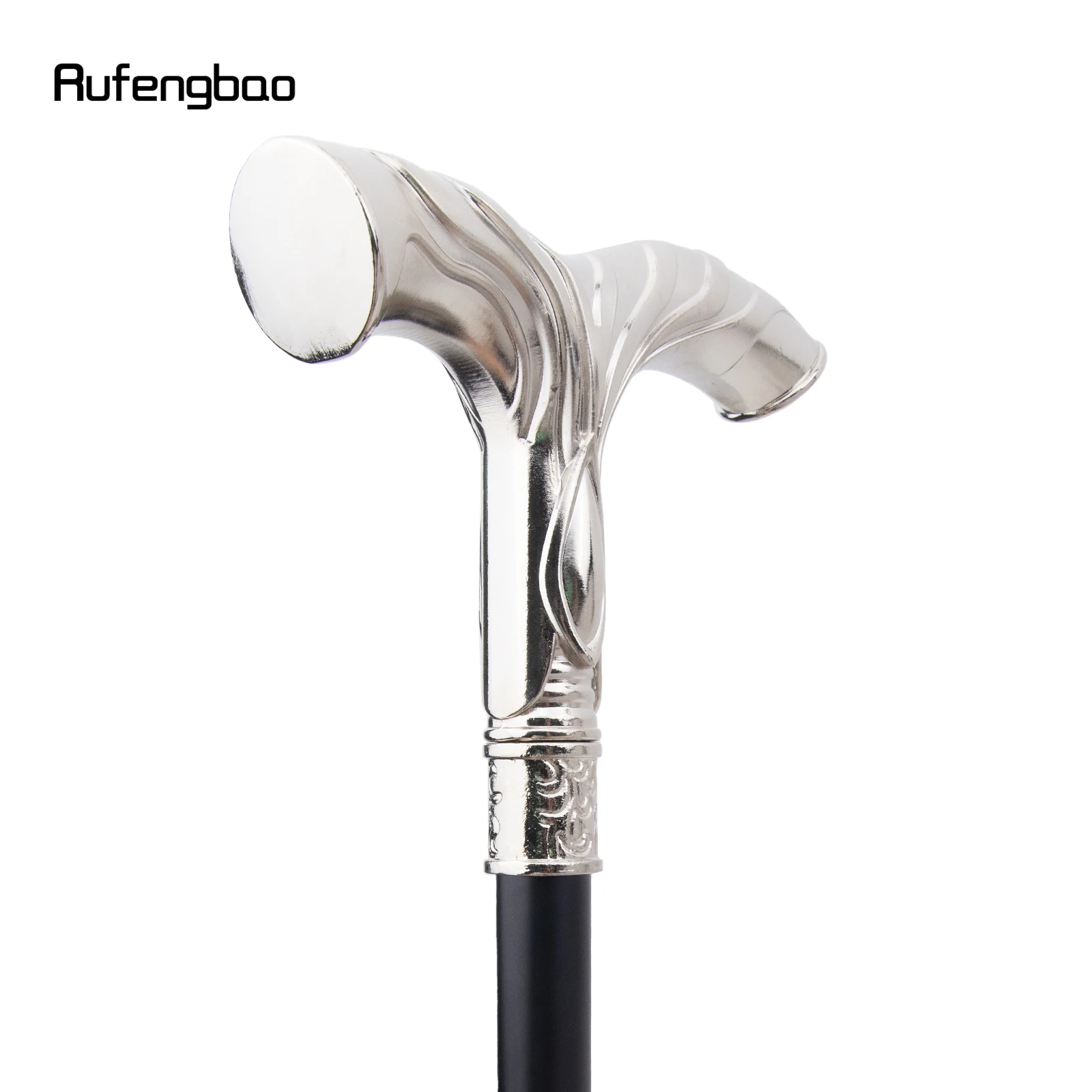 Weiße fließende Linien behandeln Gehstock mit versteckter Platte Selbstverteidigung Mode Rohrplatte Cosplay Crosier Stick 92 cm