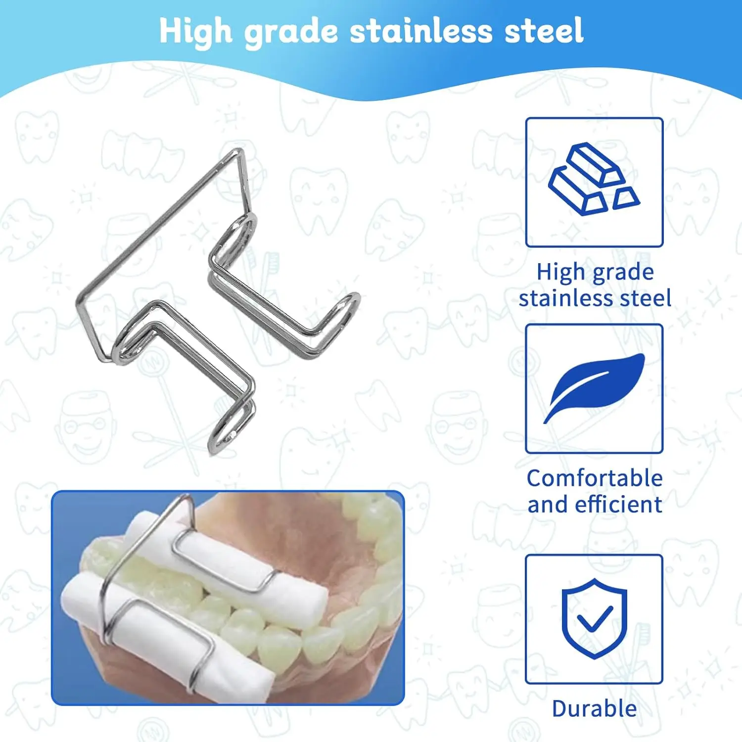 4-pack 1 mm tandheelkundige katoenen rolhouderclips, autoclaveerbare roestvrijstalen constante grip voor tandheelkundige isolatie-instrumentenbenodigdheden