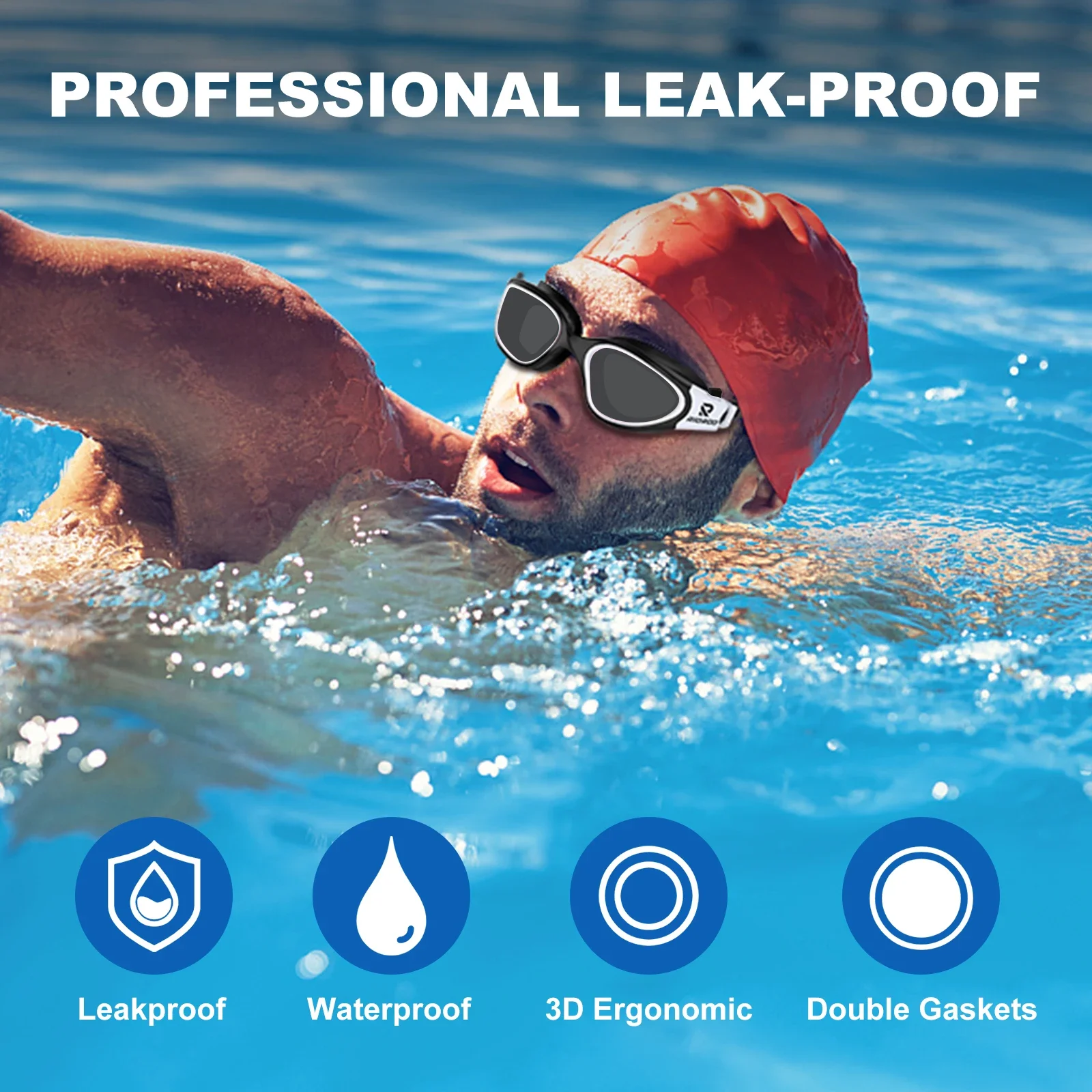 성인용 전문 수영 고글, 김서림 방지 UV 보호 렌즈, 방수 조절식 실리콘 수영 안경, 수영 장비