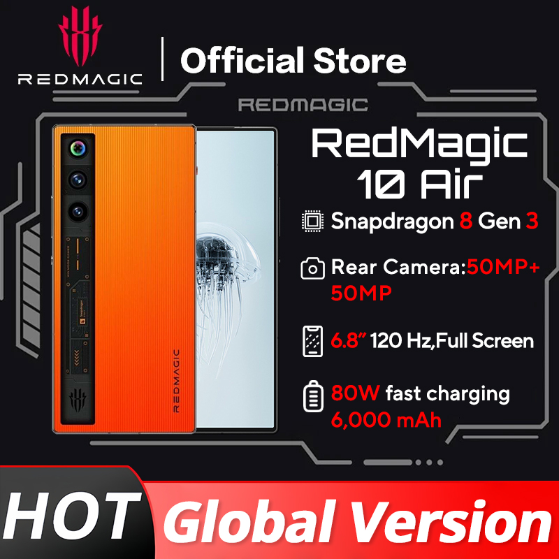 Global Version RedMagic 10 Air Gaming Phone Lightweight design 6.8" Snapdragon 8 Gen3 6000mAh 80W Charge 50MP NFC