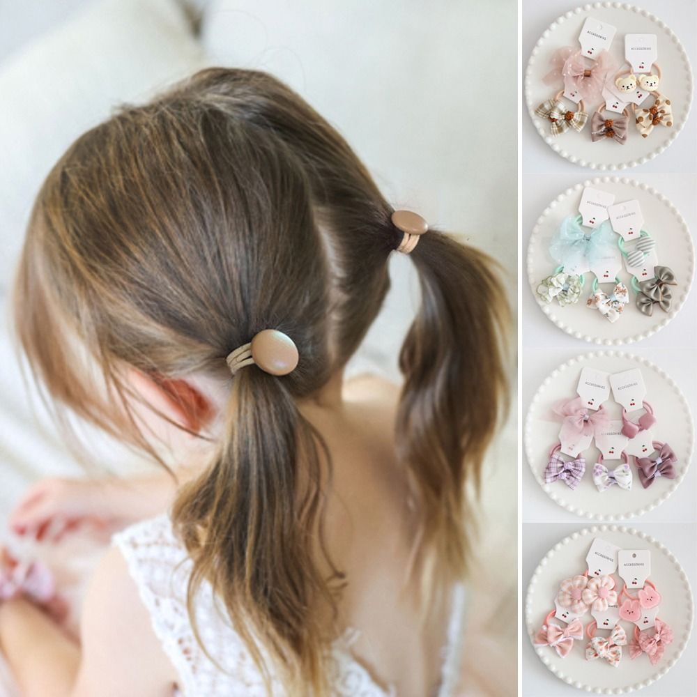 10 шт., милые эластичные резинки для волос с бантом для девочек