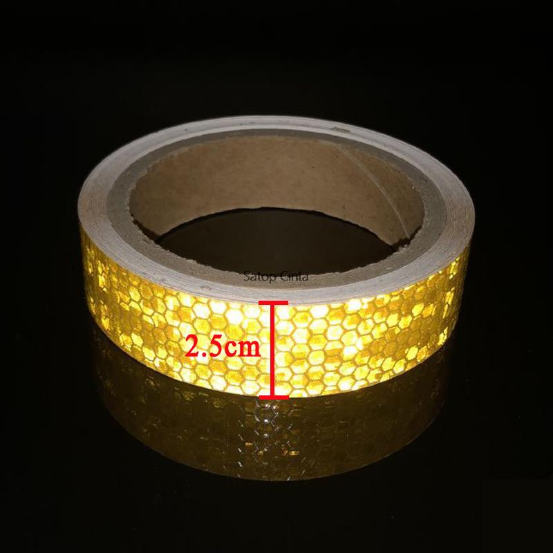 2.5cm*3M Reflective Sticker Warning Conspicuity Tapes Strip Red Orange Fluorescent Yellow Car Reflector Film Bicycle Accessories