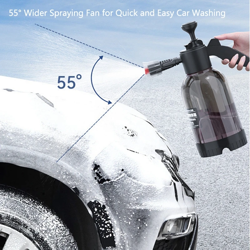 LEIBOO botella pulverizadora de lavado de coche, bomba de mano, pulverizador de espuma, lavadora de pulverización de presión de aire, herramientas de limpieza de ventanas automáticas, 2L