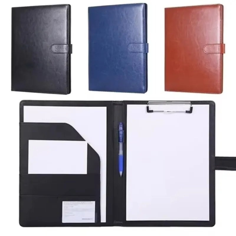 Pasta de couro pu a4 multifu, pasta de contrato comercial, pasta de reunião, material de aprendizagem, material de escritório, organizador de mesa