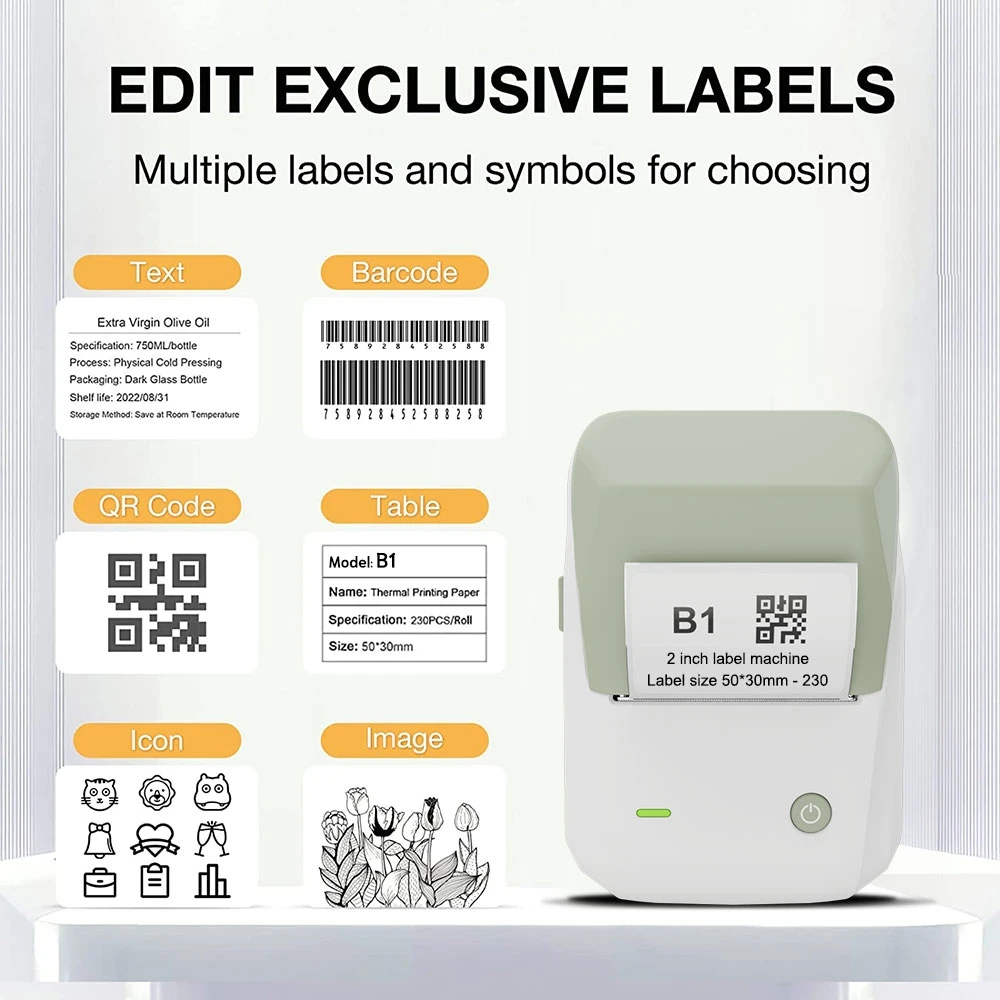 Quality product Niimbot B1 Label Printer Portable Handheld Thermal  Mini Barcode QR Code Sticker Sticky note Rolls Maker