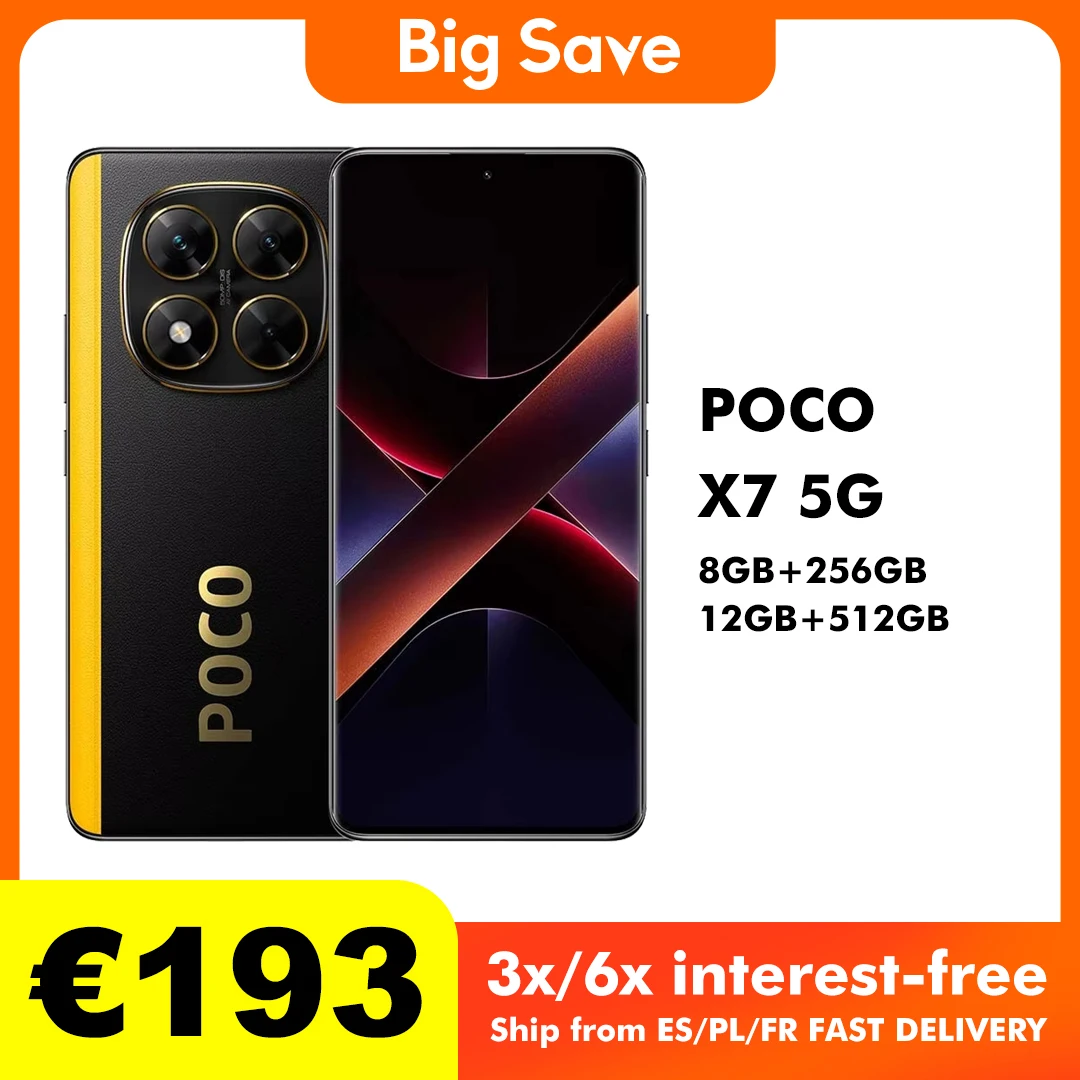 POCO X7 5G 8GB/256GB 12GB/512GB NFC Global Version Mobiele telefoon met EU-oplader