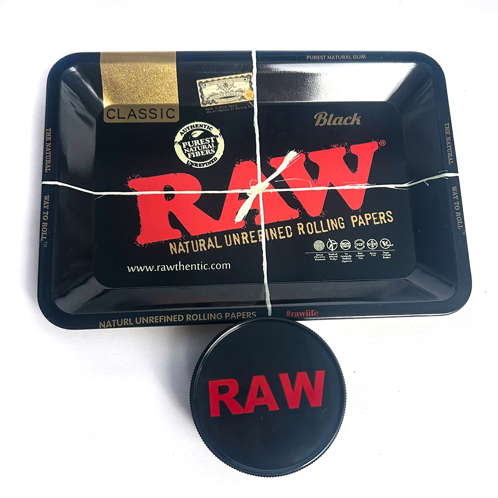 Molinillo de hierbas de plástico de 60MM, trituradora de especias para cigarrillos de 2 capas con bandeja rodante de tabaco de Metal de 18x12,5 cm, accesorios para fumar