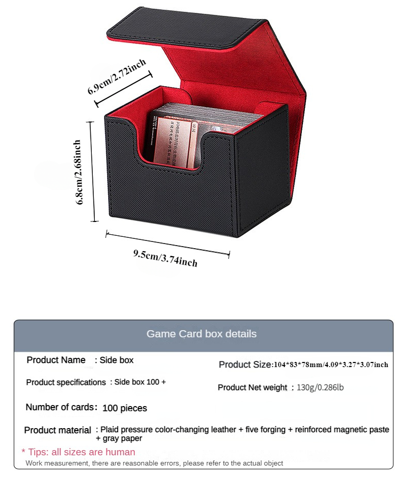 100 + caixa de baralho de cartas colecionáveis, brinquedo de cartas com fecho magnético, armazenamento de cartas de jogo, capa protetora para jogo de tabuleiro
