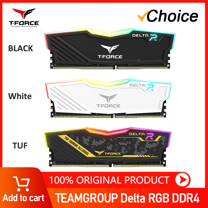 TEAMGROUP Delta RGB DDR4 8 GB 16 GB 32 GB 3000 3200 3600 MHz Desktop-Gaming-Speichermodul Ram Weiß/Schwarz/TUF