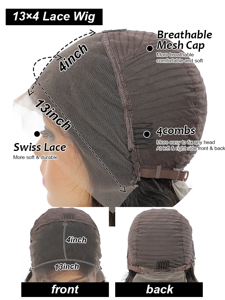 Peluca de cabello humano con encaje Frontal 13x4, pelucas frontales de encaje transparente para mujeres negras, peluca de Bob corto, peluca Natural recta Remy múltiple
