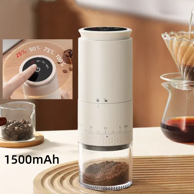 Molinillo de café eléctrico, máquina de molienda de granos ajustable externa, molinillo de café cónico de 1500mAh, nuevo