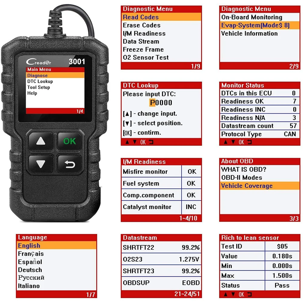 LANCERING X431 CR3001 Code Reader Ondersteuning OBDII/EOBD Creader 3001 OBD2 Auto Diagnostische Hulpmiddelen Professionele OBD 2 Scanner PK ELM327