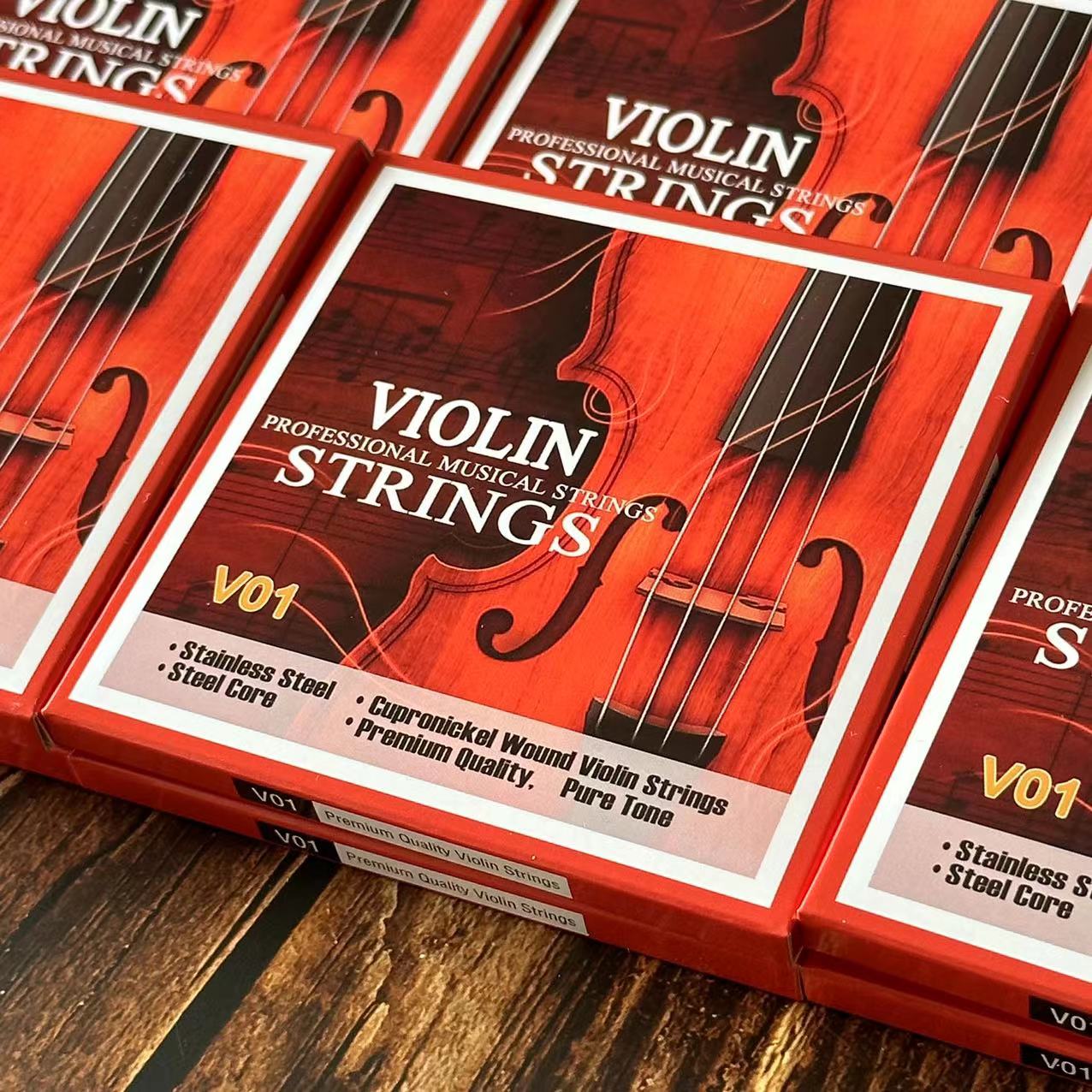 Violinsaiten, universeller Komplettsatz (G-D-A-E), Stahlkern, Kupfernickel umsponnen, Geigensaite, mittlere Stärke – Stahlkugel – Ende E