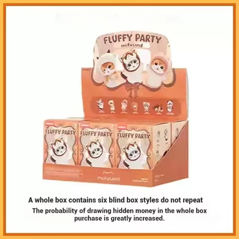 Mofusand-パーティーシリーズのブラインドボックスおもちゃ,かわいいフィギュア,カワイイアニメフィギュア,収集おもちゃ,ミステリーボックス,子供のためのクリスマスプレゼント