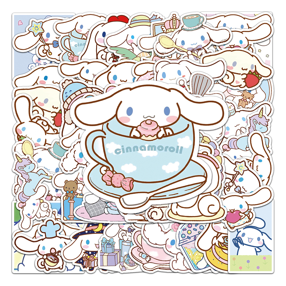 10/30/50PCS Funny Cinnamoroll Stickers Cartoon Cute Kids Toy Decals PVC DIY Luggage Stationary Wall Car Travel Sticker Wholesale